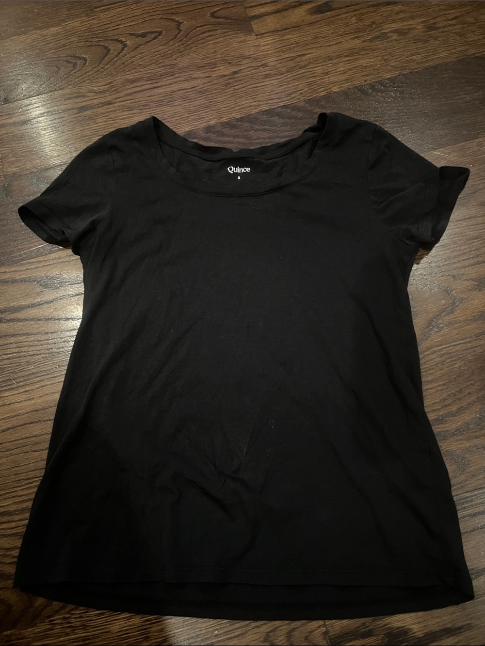 Quince Black Short Sleeve Scoop Neck Tee